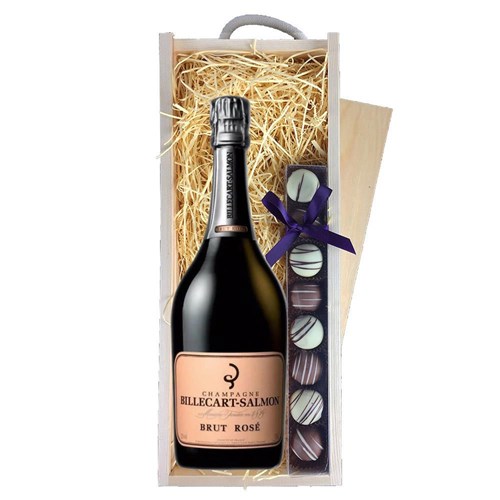 Billecart Salmon Le Rose Champagne 75cl & Truffles, Wooden Box